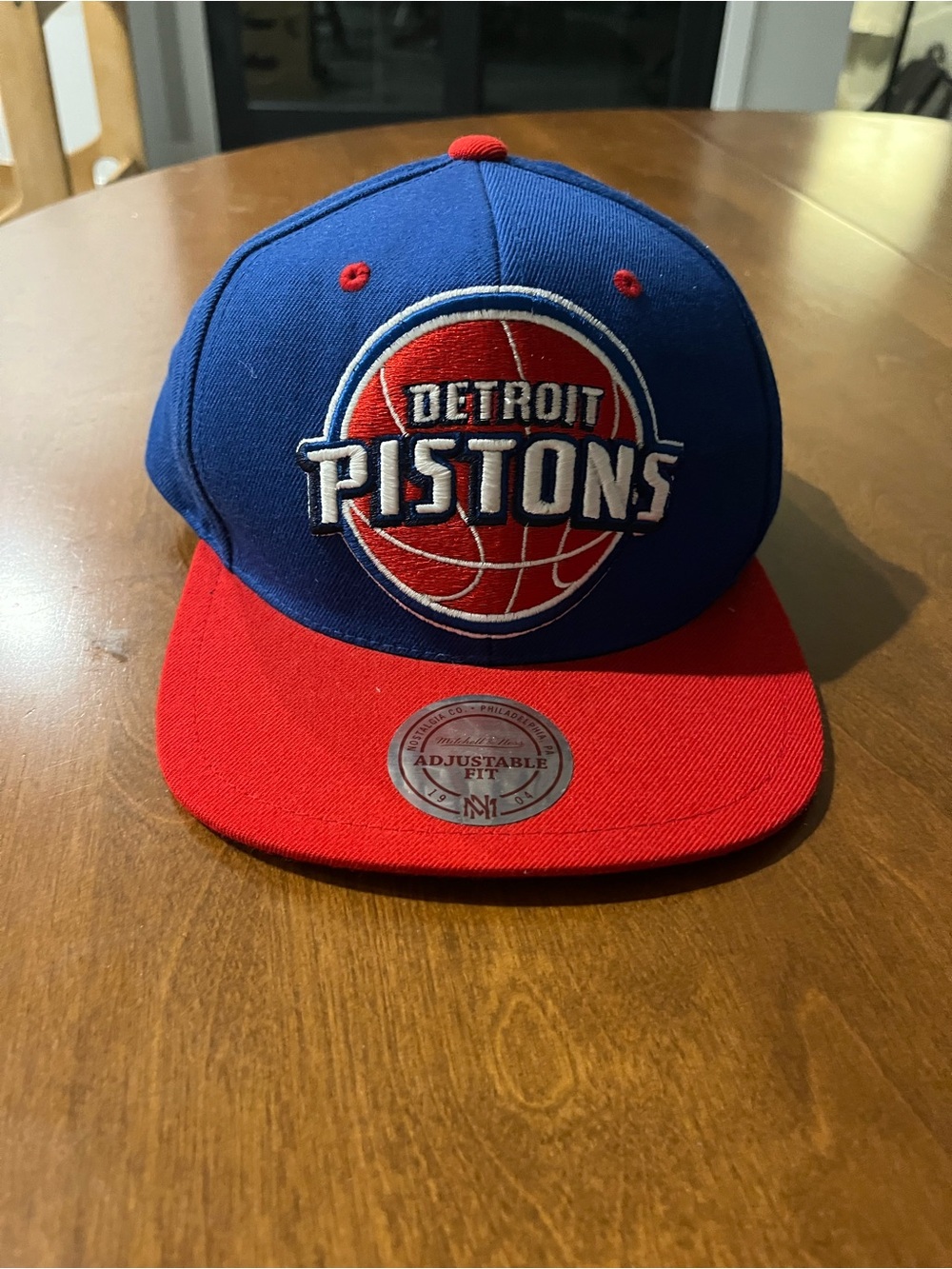 Detroit Pistons NBA SnapBack Blue and Red Mitchell & Ness Hat